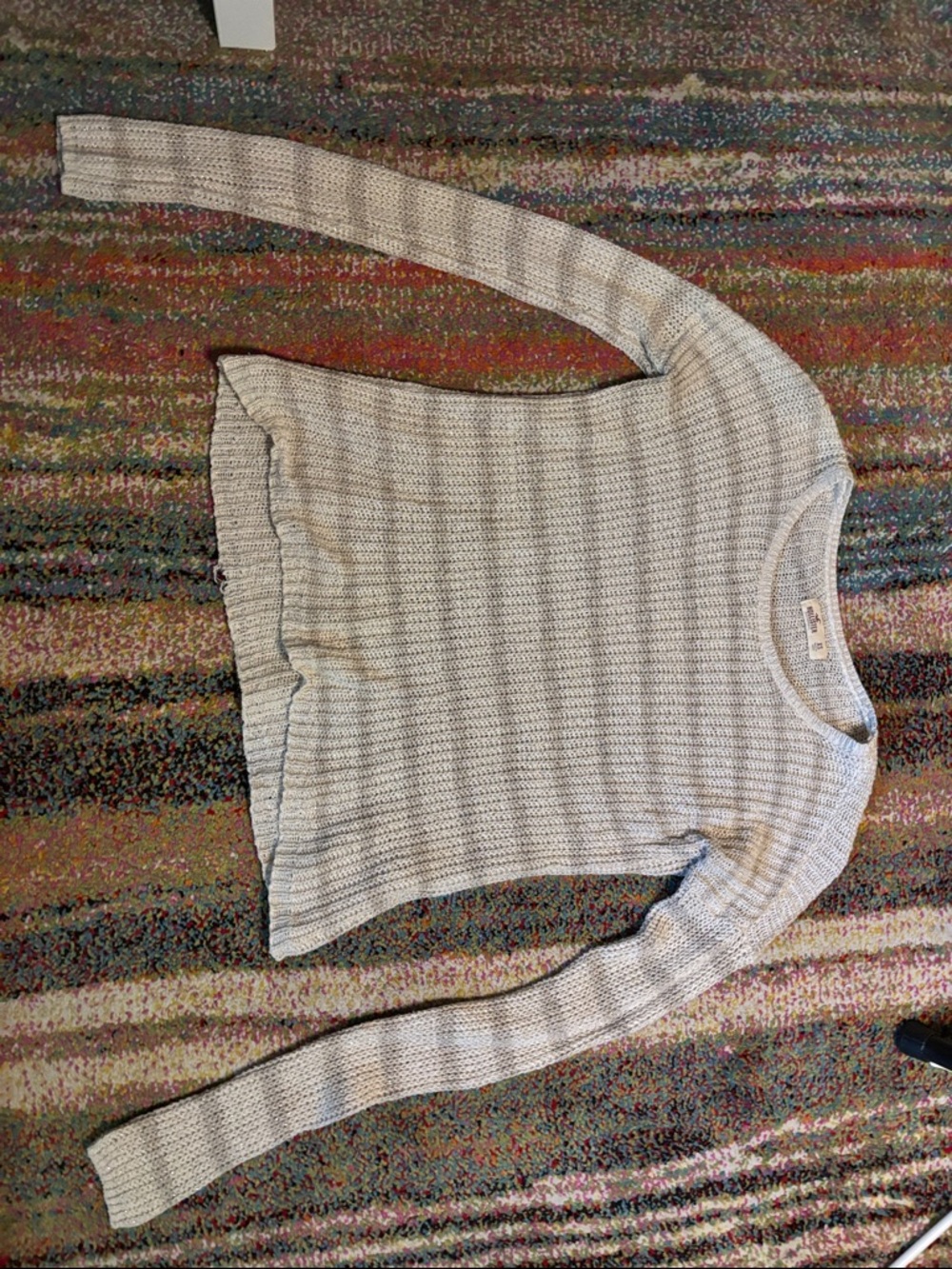 Hollister Light Gray Ribbed Scoop Neck Sweater